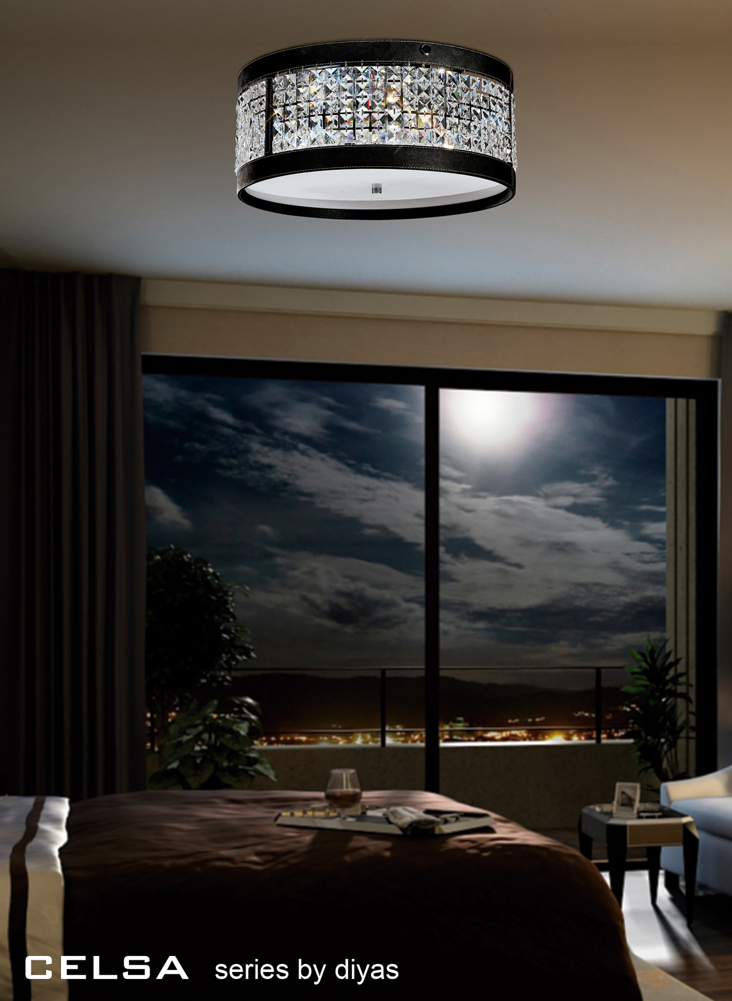 Celsa Crystal Ceiling Lights Diyas Flush Crystal Fittings